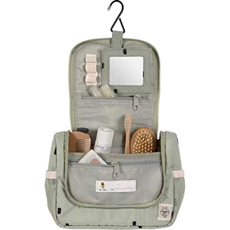LÄSSIG Kinder Kulturtasche Waschbeutel Waschtasche Kulturbeutel zum Hängen, 20 cm/Mini Washbag Happy Prints Oliv – Bild 5