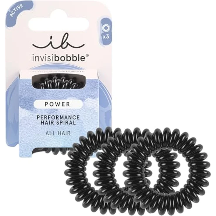 invisibobble Power True Black, Schwarzes Spiral Haargummi für Dickes Haar & Aktiven Lebensstil, HAIRLOVETECH™ Technologie, starker Halt & Komfort, ideal für Damen & Herren, 3 Stück – Bild 1