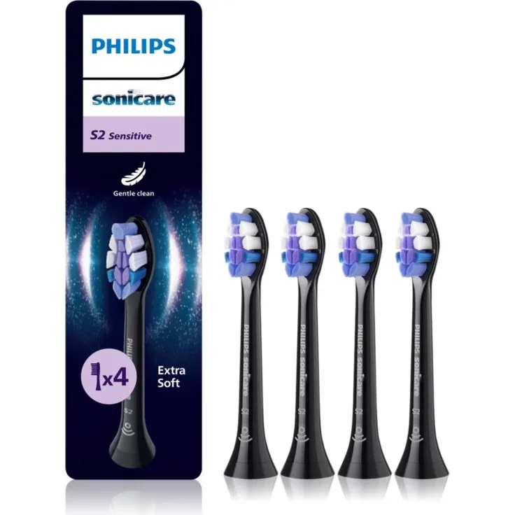 Philips Sonicare Sensitive HX6054/88, Ersatzkopf für elektrische Zahnbürsten, 4 Stück, für empfindliche Zähne