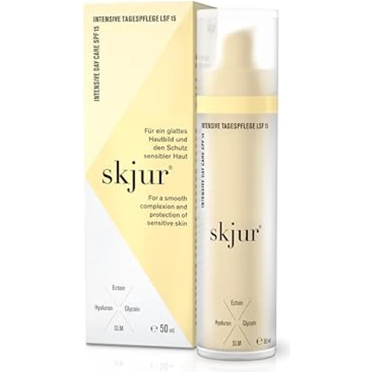 SKJUR intensive Tagespflege mit LSF 15, vegane Skincare, 50ml, mit Ectoin, Glycoin, Hyaluron, SLM und Zinkoxid – Bild 1