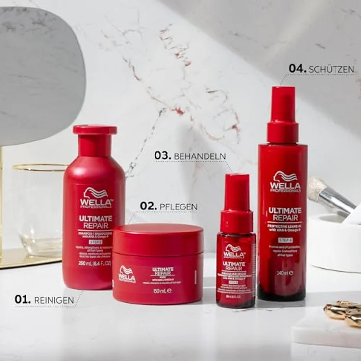 Wella Professionals Ultimate Repair tiefenwirksame Haarmaske mit AHA und Omega 9, reparierende Haarkur für strapaziertes Haar – 500 ml – Bild 6