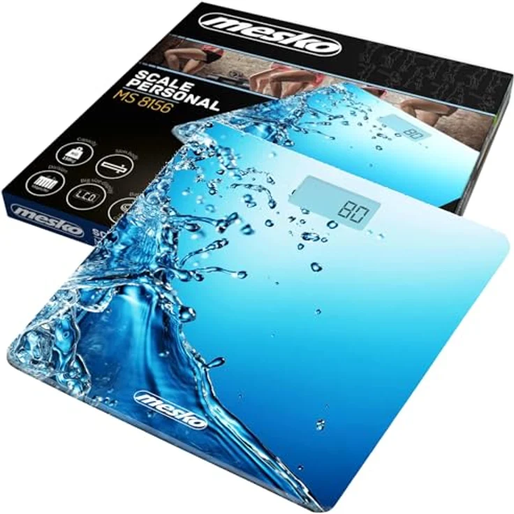 Mesko MS, 8156 Personenwaage aus Glas, Digitalwaage mit 150 kg maximaler Tragkraft – Bild 2