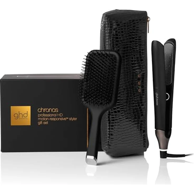ghd chronos™ Geschenkset, Glätteisen mit HD-Motion Responsive Technologie und Hitzeschutz-Etui, Schwarz – Bild 1