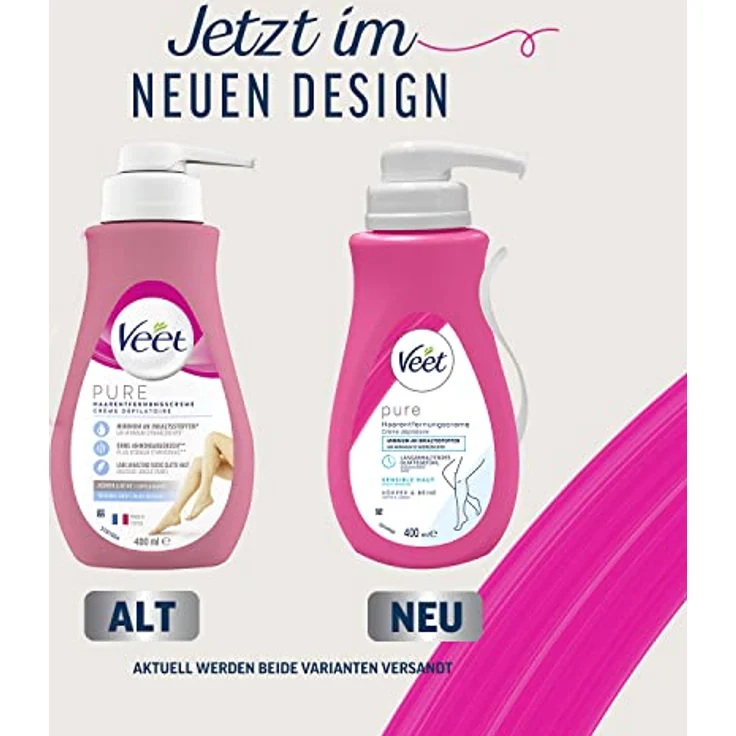 Veet Haarentfernungs-Creme für sensible Haut Enthaarungscreme glatte Haut 400 ml - Veet – Bild 2