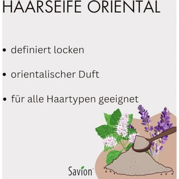 Savion Haarwaschseife Oriental | Bio & Natürlich | Lavendelduft & Patchouli | Vegan | Palmölfrei | Plastikfrei, 85g – Bild 3