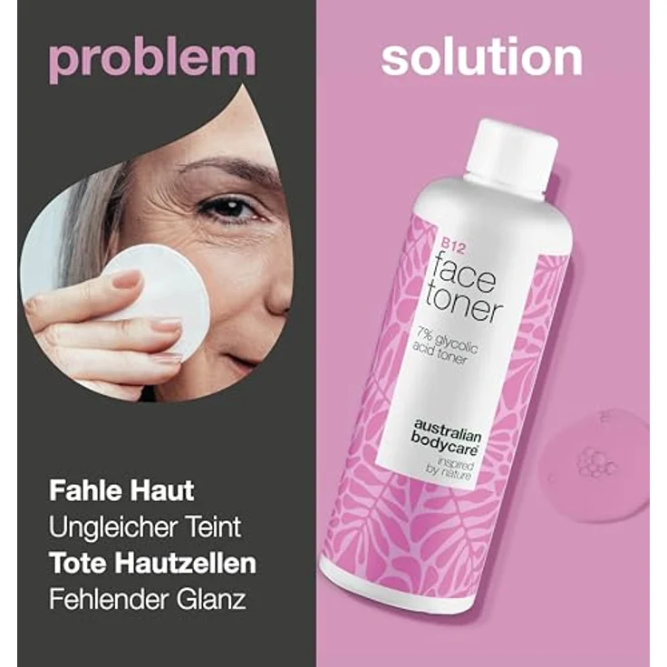 Australian Bodycare B12 Exfoliating Toner, 7% Glykolsäure mit Vitamin B12 und Pflanzenextrakten zur Entfernung abgestorbener Hautzellen und Verbesserung der Hautstruktur – Bild 2