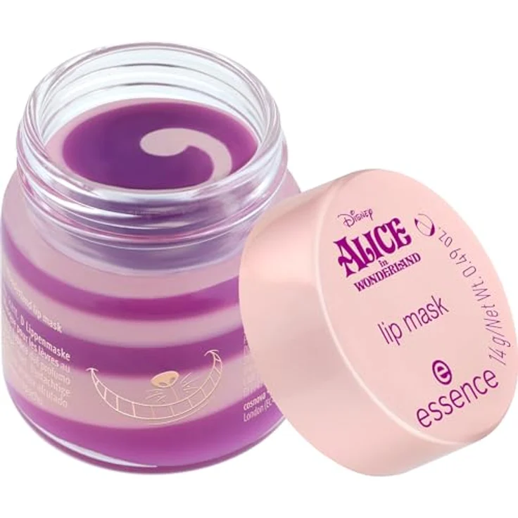 Essence Disney Alice in Wonderland Lip Mask, pflegende Lippenmaske mit Swirl-Textur in Violett und Rosa, 14 g – Bild 1