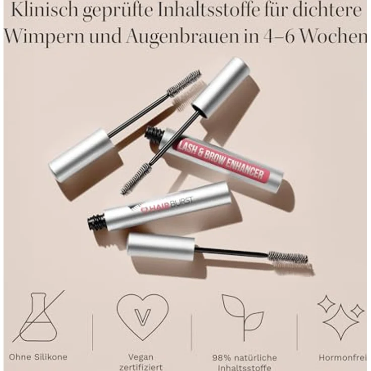 HAIR BURST Lash & Brow Verbesserndes Serum, Wimpernserum mit Rizinusöl und Natriumhyaluronat für Wimpernwachstum und vollere Augenbrauen, 98% natürliche Inhaltsstoffe – Bild 2