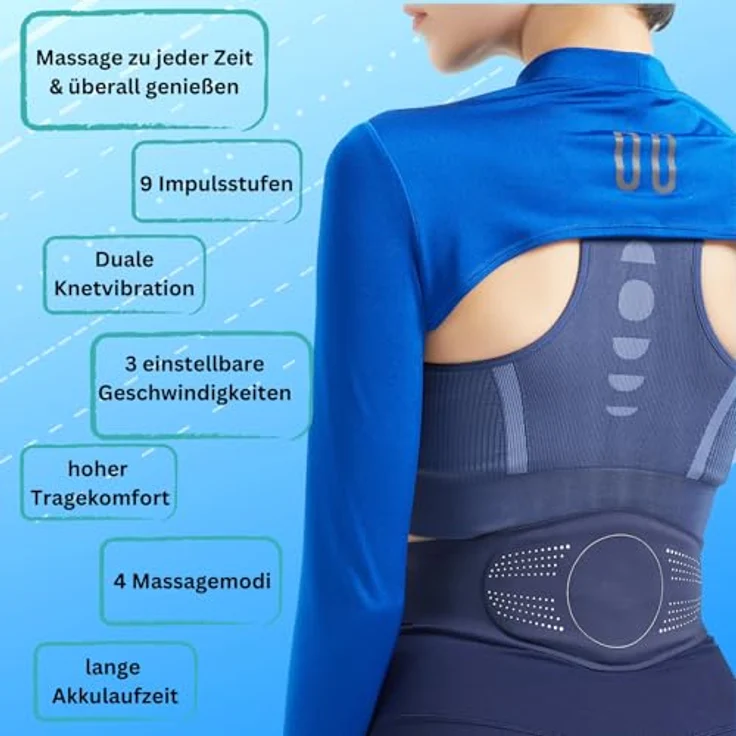 Duke-Handel Massagegerät Massagegürtel Wärmegürtel Vibrationsgürtel, zur Schmerzbehandlung Kabellos Aufladbar mit Akku, Hüftgürtel in Schwarz – Bild 6