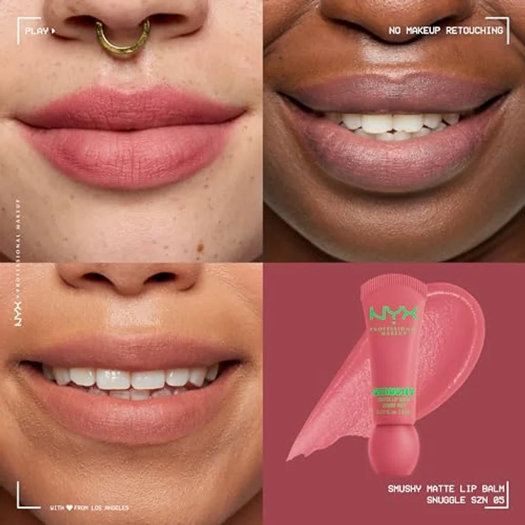 NYX Professional Makeup Smushy Matte Lip Balm, vegan mit aufbaubarer Farbe, angenehmem Tragegefühl und süßem Duft, Farbe: Snuggle SZN – Bild 2