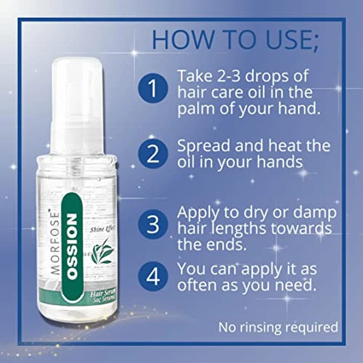 MORFOSE OSSION Hair Serum 100ml - Crystal Repair Glanz-Effekt Haarserum - Haarreparatur, Feuchtigkeitspflege, Anti-Frizz, Hitzeschutz - Für Alle Haartypen – Bild 4