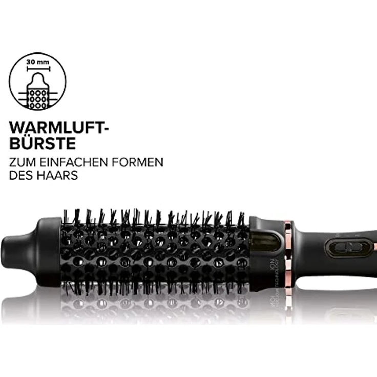 Bellissima My Pro Magic Style Brush P2 30, Warmluftbürste, natürlich wirkende glatte Haare oder definierte Locken, Durchmesser: 30 mm, Ionen-Technologie, Keramikbeschichtung, Mehrfachspannung – Bild 3