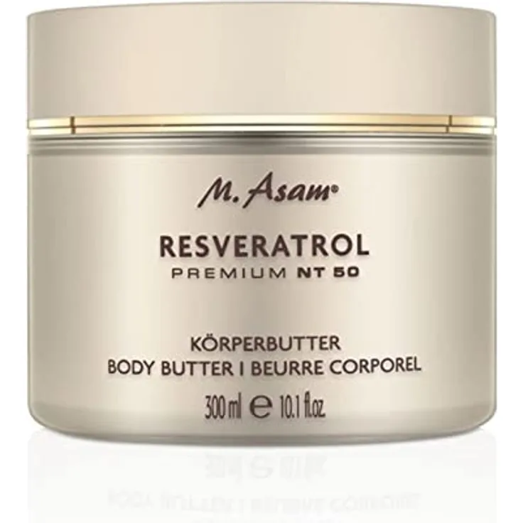M. Asam Resveratrol Premium NT50 Körperbutter (300ml) - Reichhaltige Körperbutter für spürbar glatte & strahlende Haut, Body Butter für normale & sehr trockene Haut