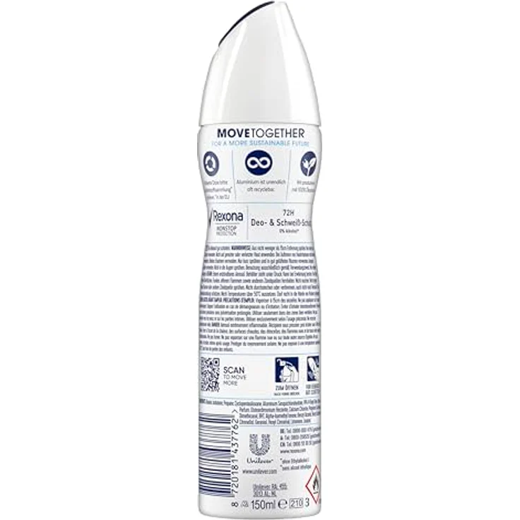 Rexona Nonstop Protection Deospray Anti-Transpirant Cotton Dry, 150 ml, 72 Stunden Schutz, blumiger Duft, alkoholfrei – Bild 3