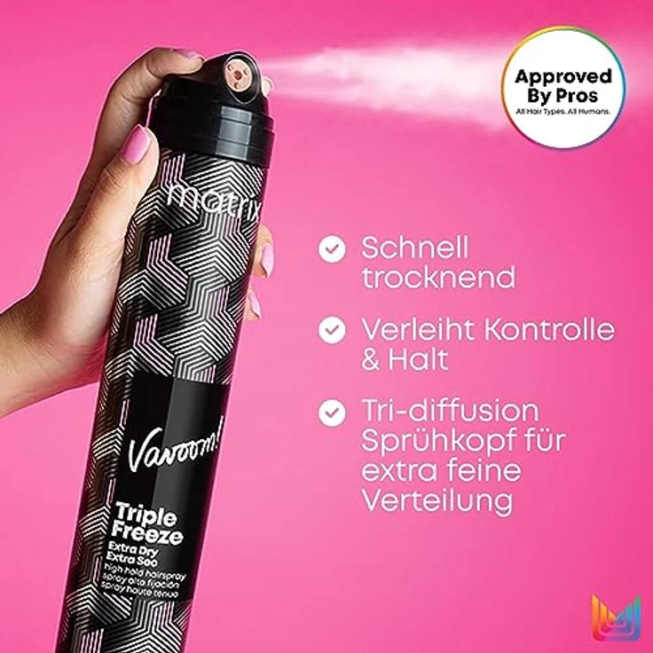 Matrix Ultratrockenes Haarspray, Starker Halt, Extra feine Verteilung, Für alle Haartypen, Vavoom Triple Freeze Extra Dry Spray, 1 x 300 ml – Bild 4