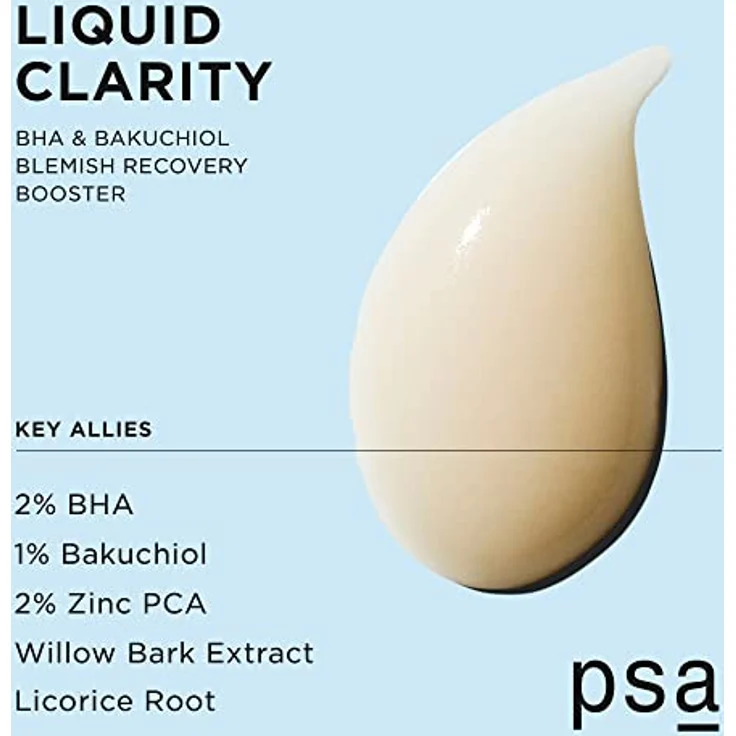 PSA LIQUID CLARITY BHA & Bakuchiol Blemish Recovery Booster: Pore-Refining Serum Booster with 2% BHA, 1% Bakuchiol, 2% Zinc PCA, and Licorice Root Extract. 15 ml/ 0.5 oz – Bild 2