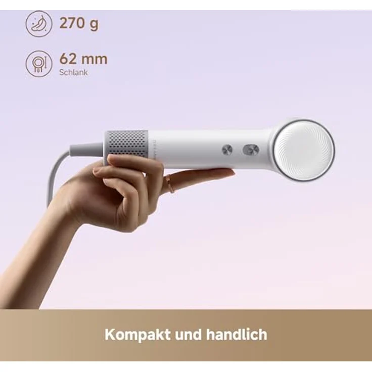 dreame Mini-High-Speed-Haartrockner, 270 g, 100.000 U/min, NTC-Temperaturregelung, negative Ionen, 5 Modi, Weiß – Bild 2