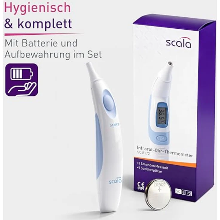 Berührungsloses Ohr-Thermometer SC 8172 zum kontaktlosen Fiebermessen – Bild 8