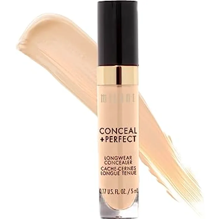 Milani Conceal + Perfect Longwear Concealer, 5 ml, wasserfeste Formel, leicht und nahtlos verblendbar, Farbe Light Vanilla