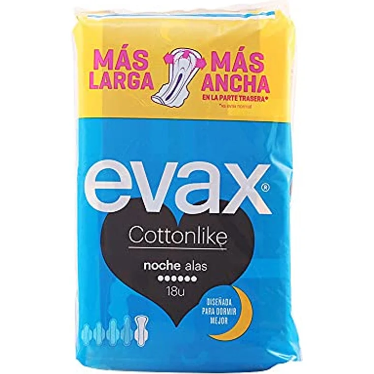 Evax Cottonlike compresas noche mit Flügel 18 Stück Damenbinden – Bild 2