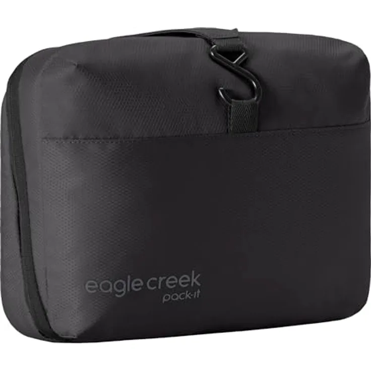 Eagle Creek Pack-It Kulturbeutel zum Aufhängen, Schwarz, Einheitsgröße - Organizer mit elastischen Taschen und robustem Haken