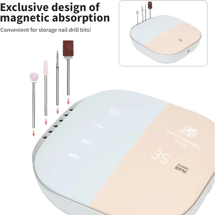Lalano'S Cosmetics Maniküre-Pediküre-Set Nagelfräser X1000, TouchPro mit 35000 U/Min, Aluminium Handstück, LED Anzeige – Bild 3