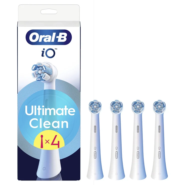 Oral-B iO Ultimate Clean, Ersatzzahnbürstenkopf mit CrissCross-Borsten und Mikrovibrationen, 4er Set – Bild 1