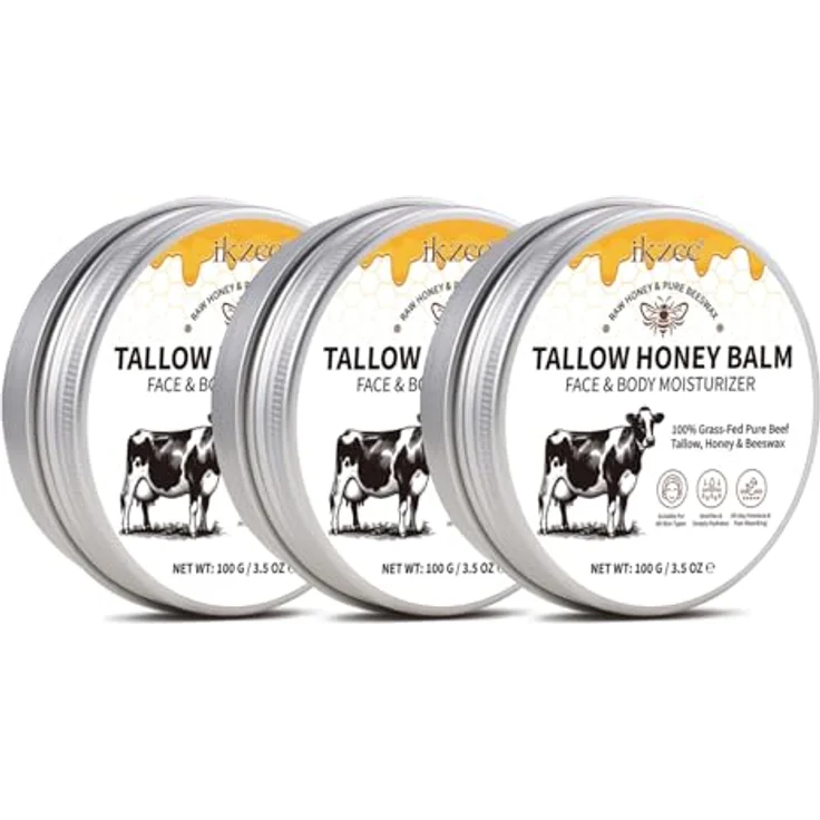 P-Beauty 3x Tallow Honey Körper & Gesicht Balsam, natürliche Pflegecreme mit Rindertalg & Honig, beruhigt gereizte Haut, stärkt die Hautbarriere, intensive Pflege für alle Hauttypen – Bild 1