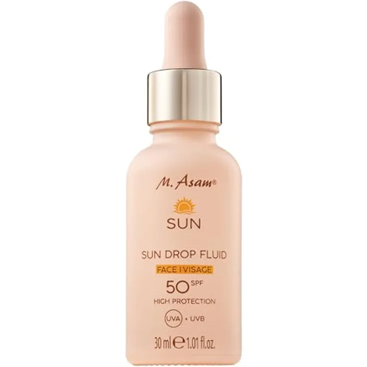 M. Asam SUN Drop Fluid LSF 50, Pflegendes Sonnenschutzserum fürs Gesicht mit Aloe Vera & Hyaluron, vegan, 30 ml