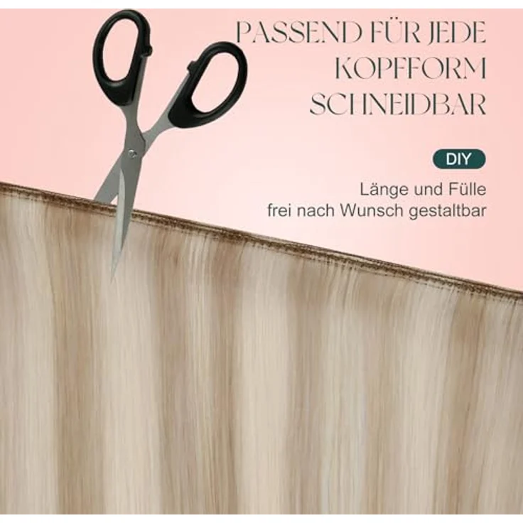 Easyouth Tressen Extensions Echthaar 45 cm, Blond Highlighted, Aschblond Mix, 100g Remy Haar – Bild 4