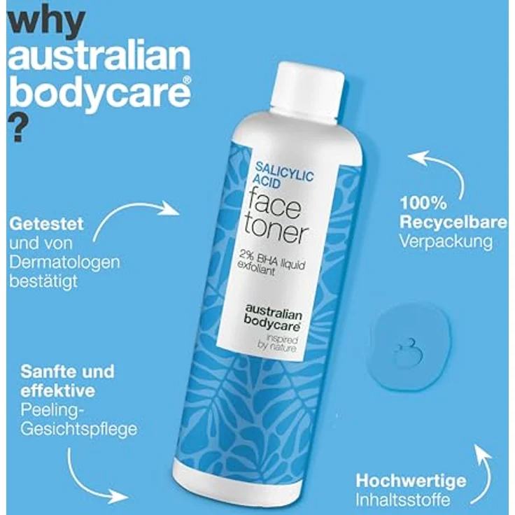 Australian Bodycare Salicylsäure Peeling Toner mit 2% Salicylsäure, Glykolsäure, Zink & Panthenol gegen Pickel, verstopfte Poren & fettige Haut – Bild 4