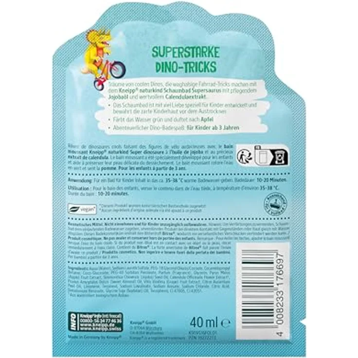 Kneipp Badesalz Naturkind Supersaurus, Badezusatz für Kinder, 40ml Packung – Bild 4