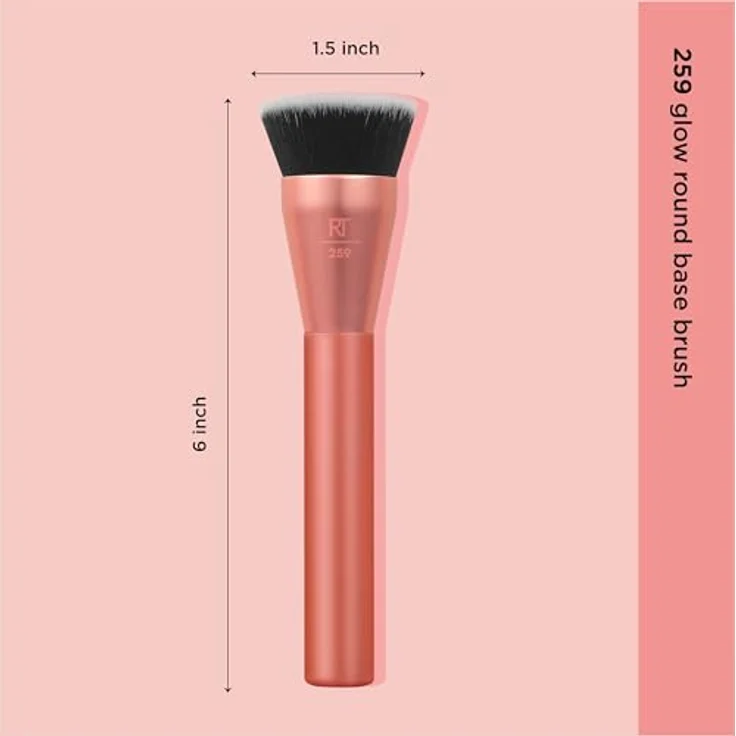 Real Techniques Glow Round Base Makeup Brush, For Liquid & Cream Makeup, Flat Top Foundation Brush For Buffing & Blending Up Coverage, Dense Synthetic Bristles, Vegan & Cruelty Free, 1 Count – Bild 5