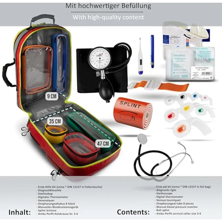 Pulox Erste HIlfe Rucksack, Notfallrucksack rot, aus Plane, mit Füllung Advance – Bild 5