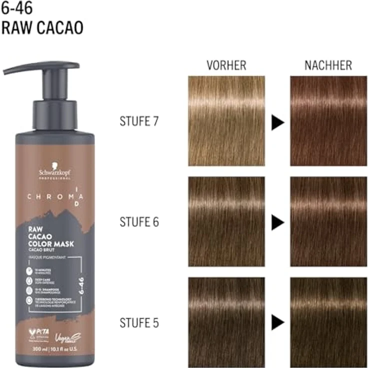 Schwarzkopf Professional CHROMA ID Bonding Color Mask  Semi Permanentes Farbsystem Farbmaske Pflegende Tönung Raw Cacao 250 ml – Bild 5