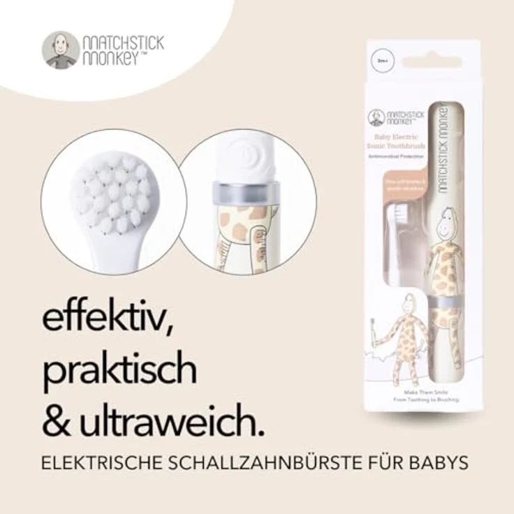 Matchstick Monkey Baby Elektrische Schallzahnbürste - ultraweiche Borsten - 3-36 Mon. : Gigi Giraffe – Bild 3