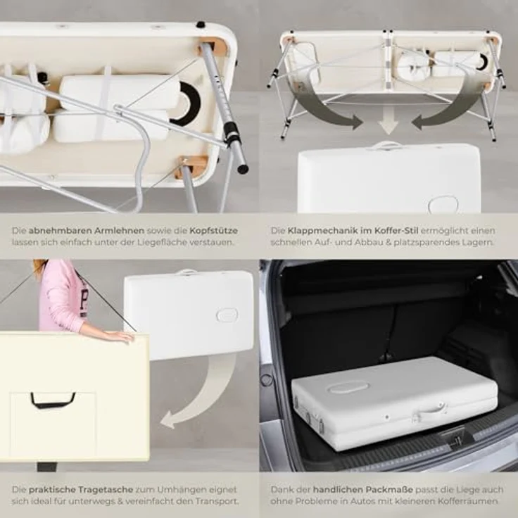 Tectake 2 Zonen Massageliege mit 4 cm Polsterung und Aluminumgestell – Bild 5
