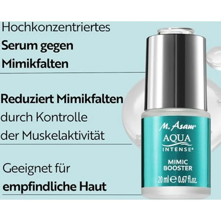 M. Asam AQUA INTENSE Mimic Booster Serum (20 ml) – Hyaluronserum Mit High-Tech Peptid, Gezielten Glättung Von Mimikfalten, Reduziert Krähenfüße, Stirnfalten & Lachfalten, Gesichtspflege – Bild 2