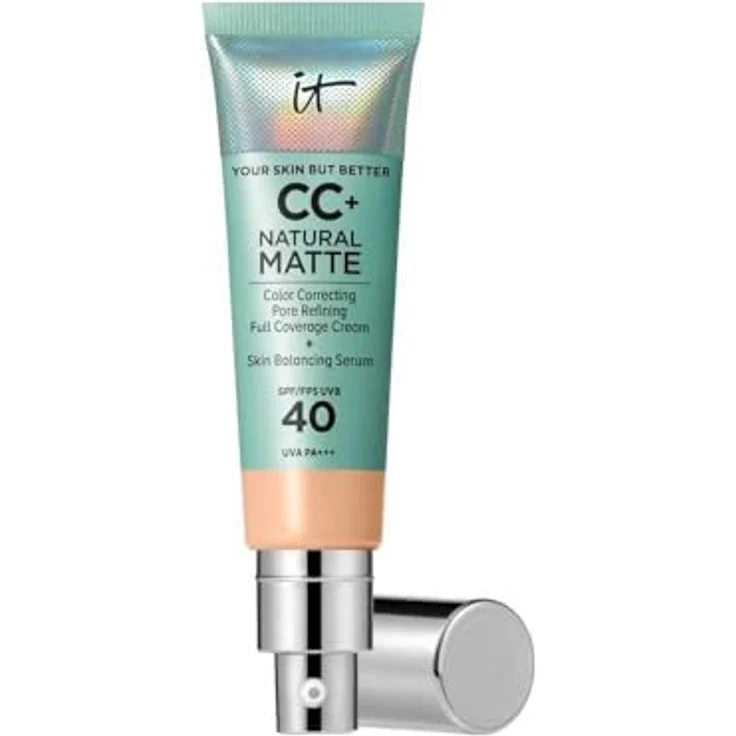 IT Cosmetics Your Skin But Better CC+ Natural Matte LSF 40, Mittel-heller Ton, 32 ml, Mattierende Make-up-Grundierung und Glanzkontrolle, 16 h, spendet Feuchtigkeit, minimiert Poren