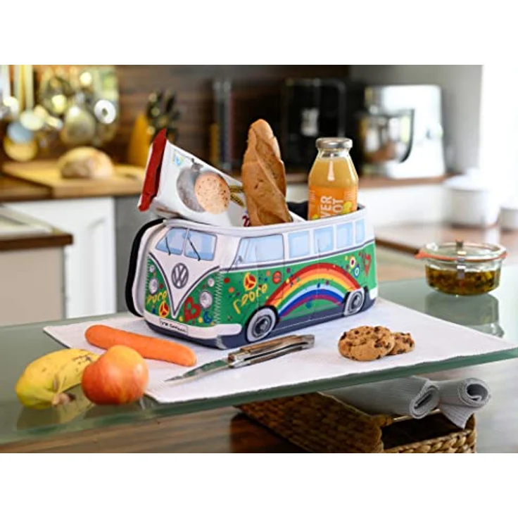 BRISA VW Collection - Volkswagen Neopren Universal-Schmink-Kosmetik-Kultur-Reise-Apotheke-Tasche-Beutel im T1 Bulli Bus Design (Peace/Grün/Groß) – Bild 5