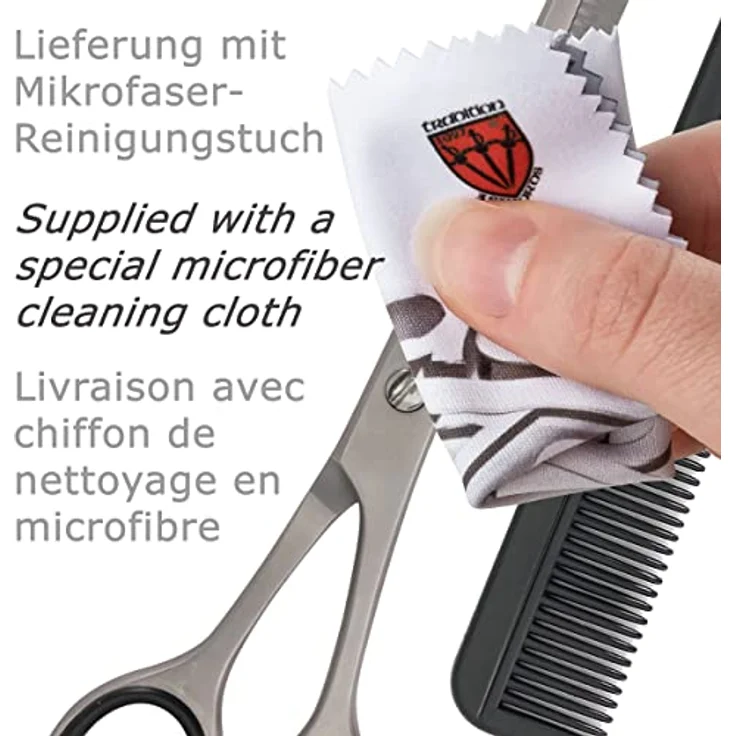 DREI SCHWERTER Effilierschere 6 Zoll, rostfrei, im schwarzen Etui mit Kamm, geeignet für alle Haarstrukturen – Bild 3