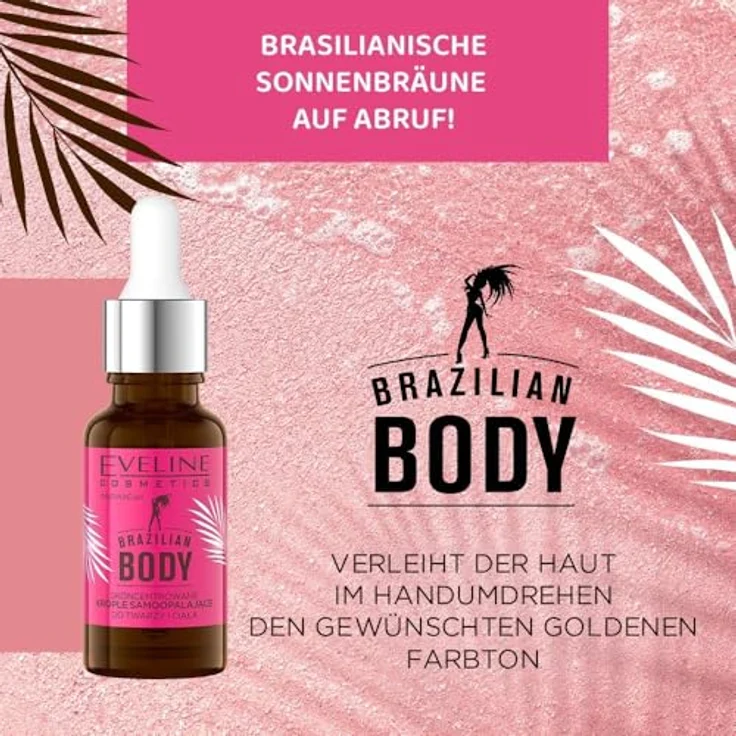 Eveline Cosmetics Brazilian Body Selbstbräunungs-Tropfen mit IntelligentTanFormula, Natürlicher Glow & Sonnenschutz, vegan, für Gesicht und Körper – Bild 2