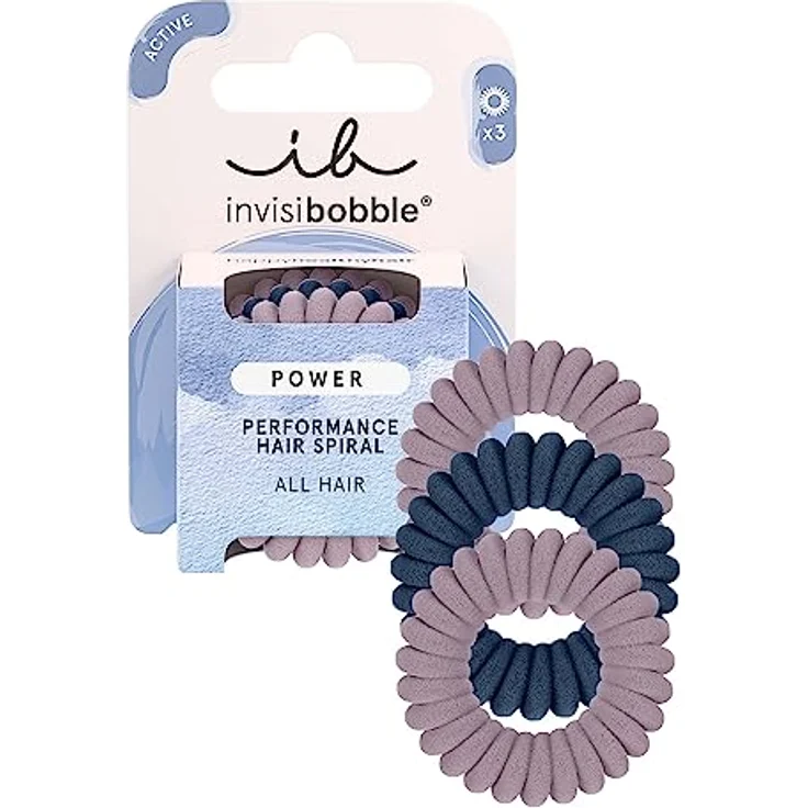 Invisibobble Power Haargummis Spirale aus Plüsch in Dunkel Rosa und Blau - Extra stark für Sport - 3 Stück – Bild 1
