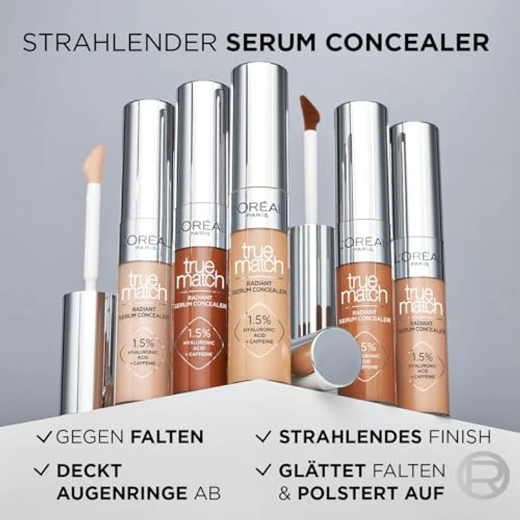 L'Oréal Paris True Match Radiant Serum Concealer 10D, Concealer mit Hyaluronsäure und Koffein, 11 ml – Bild 3