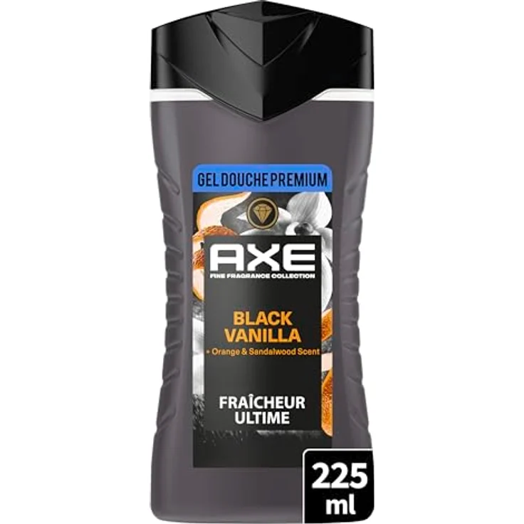 AXE Duschgel Kollektion Prestige Black Vanilla, 225 ml mit 12 Stunden Frische, köstlichem Duft von Vanille, Orange und Sandelholz, 100% pflanzliche Feuchtigkeitsspender – Bild 1
