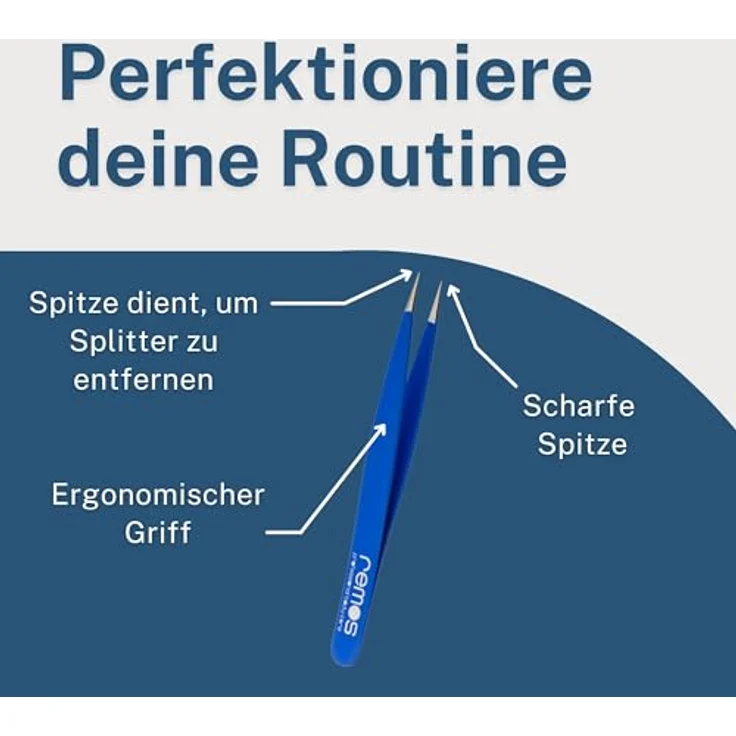 remos professional body care REMOS Splitterpinzette aus Edelstahl [INOX], rostfrei, 9.5 cm, feine Spitze, blau, inkl. Schutzhülle – Bild 3