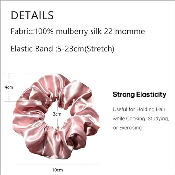 townssilk Seidenhaarschlaufe, 100% Maulbeerseide, 22 Momme, haarschonend, 2 Stück, dusty pink taupe – Bild 3