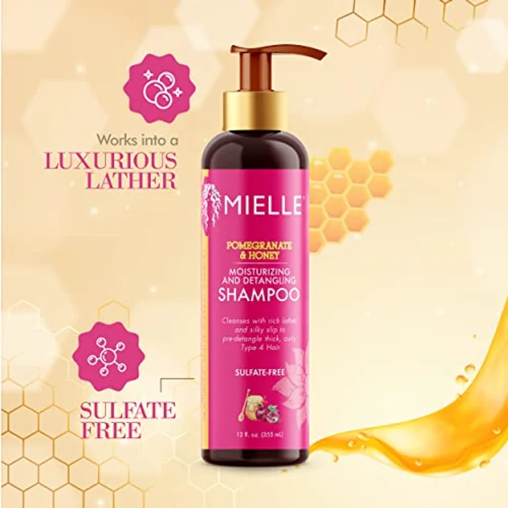 Mielle Le Pomegranate & Honey Moisturizing and Detangling Shampoo, 355 ml, für glänzendes und geschmeidiges Haar, ohne schädliche Chemikalien – Bild 4
