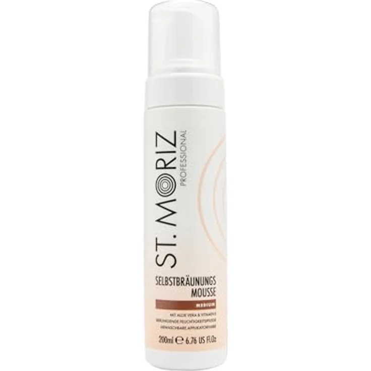 ST. MORIZ Professional Instant Tanning Mousse Medium, schnelltrocknendes Selbstbräunungsmousse mit Aloe Vera und Vitamin E, dermatologisch getestet, 200ml – Bild 1