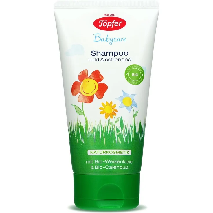 Töpfer Babycare Shampoo 150 ml, milde Reinigung mit Bio-Calendula für sensible Kopfhaut